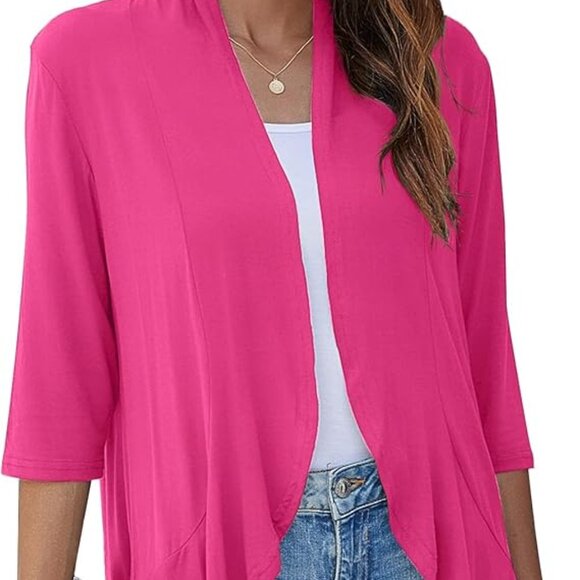 Bluetime Women's Casual Lightweight Open Front Cardigans Soft Draped Ruffles - Picture 3 of 5